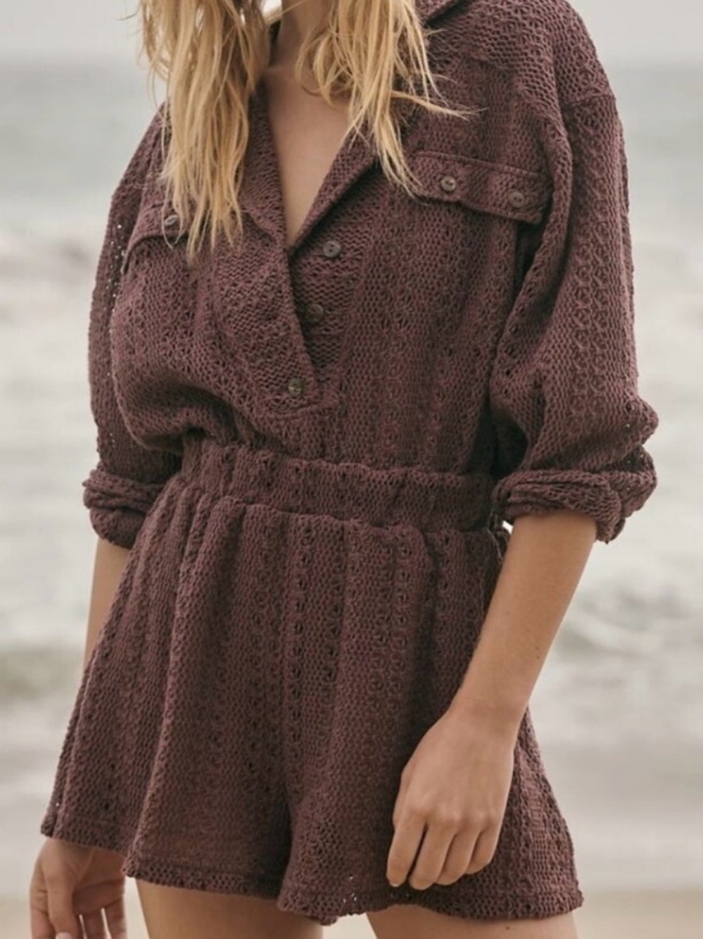 Free People Beach Ryan Knit Crochet Romper One Piece